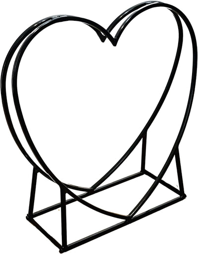 Kaminholz-Regal "Herz" aus Metall, schwarz, Brennholz-Ständer,