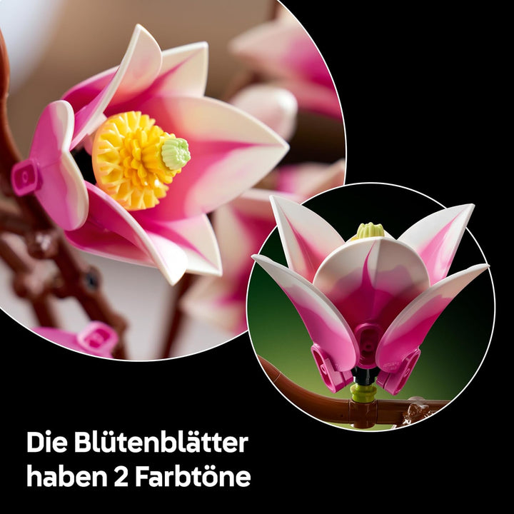 LEGO Botanicals Magnolienzweige - Kunstblumen Set für Erwachsene - 5 künstliche Magnolien für Deko i