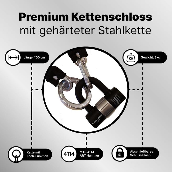 Kettenschloss mit Bügel für Scooter, Roller, Mofas und E-Bikes - 100 cm | Scooter Schloss - Sicherhe