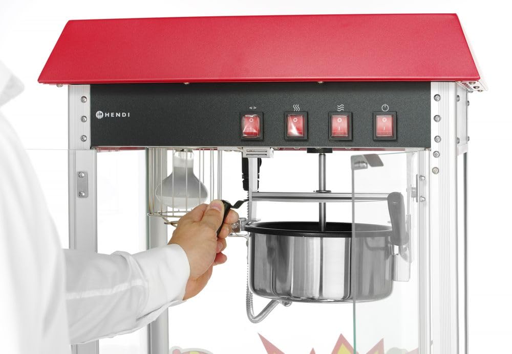 HENDI Popcorn-Maschine, Popcornmaschine, Popcorn Maker, mit Krümelschublade, 230V, 1500W, 560x420x(H