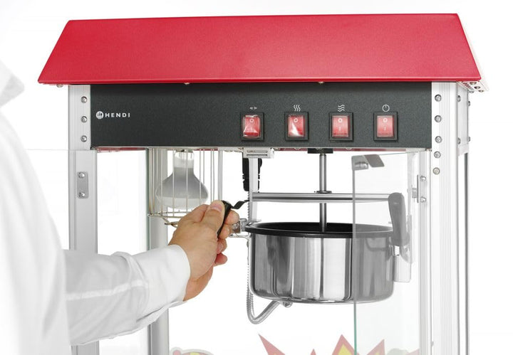 HENDI Popcorn-Maschine, Popcornmaschine, Popcorn Maker, mit Krümelschublade, 230V, 1500W, 560x420x(H