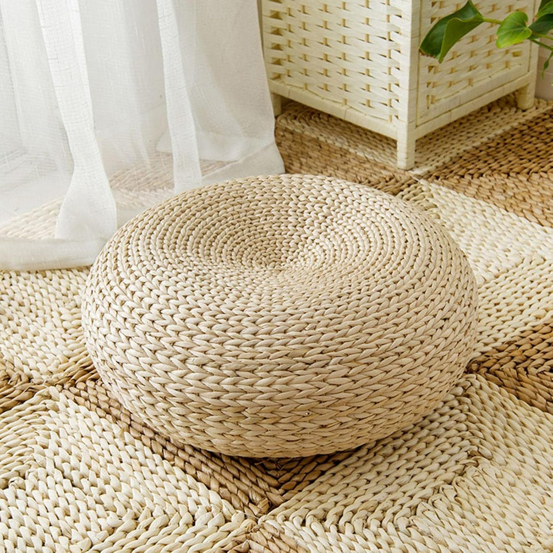 Rundes Sitzkissen aus japanischem Stroh, Futon-Stil, Sitzkissen für den Boden, Tatami, handgeflochte