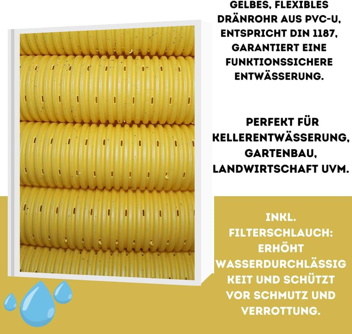Doubleyou Geovlies & Baustoffe Drainagerohr DN 50 gelocht Drainage (30 m), 30 m