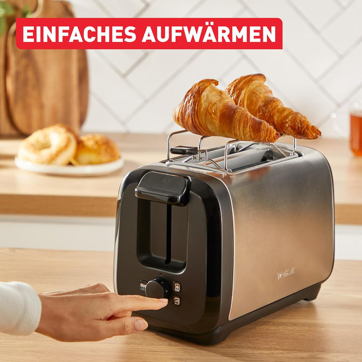 Tefal Subito Doppelschlitz-Toaster, mit Brötchenwärmer, schnelleres Toasten, energiesparend, extra h