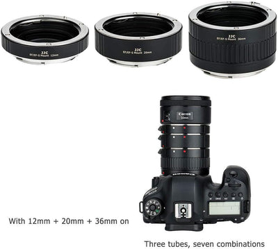 JJC AF Autofokus Zwischenringe 12/20/36MM für Canon EF/EF-S Mount EOS 850D 800D 760D 750D 700D 250D