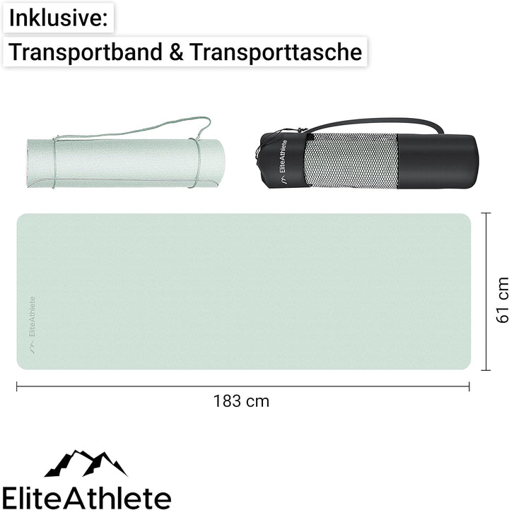 EliteAthlete Yogamatte - Sportmatte - Fitnessmatte - Gymnastikmatte gepolstert &amp; rutschfest für Fitn