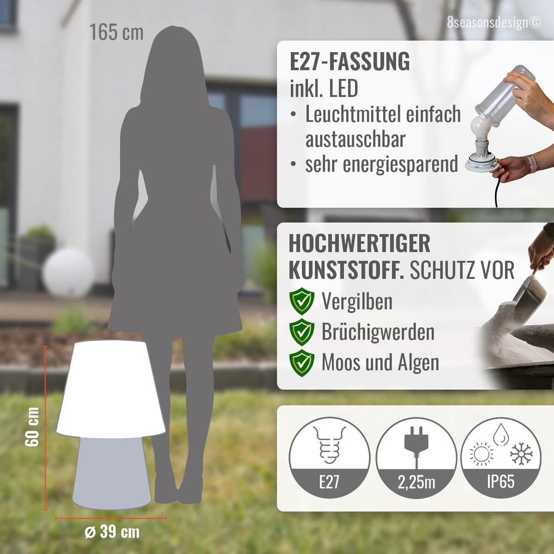 Light Life Leuchtobjekt Lampe "Stone" 60 cm (Solar) Indoor & Outdoor, Stone