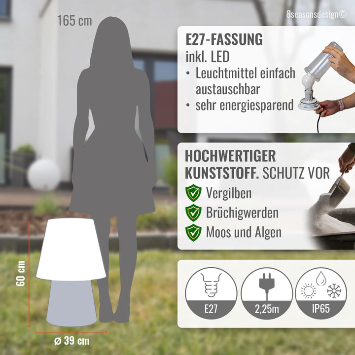 Light Life Leuchtobjekt Lampe "Stone" 60 cm (Solar) Indoor & Outdoor, Stone