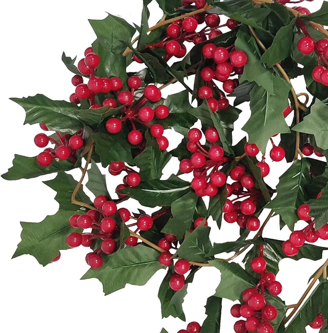 TIAVNTD Weihnachtsgirlande,rote Beerengirlande,170 cm,künstliche Stechpalme und Beeren,Weihnachtsgir
