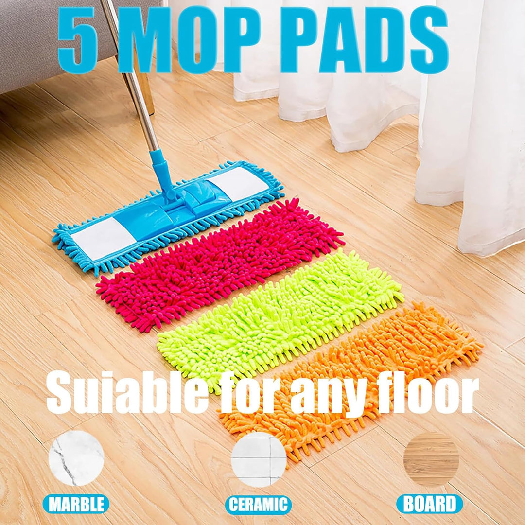 Mop Pads,5 Stück Mop Microfaser Reinigung Pads,Waschbarer Saugfähiges Wischmopp Bezug,Ersatz Mop Pad
