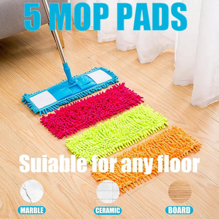 Mop Pads,5 Stück Mop Microfaser Reinigung Pads,Waschbarer Saugfähiges Wischmopp Bezug,Ersatz Mop Pad