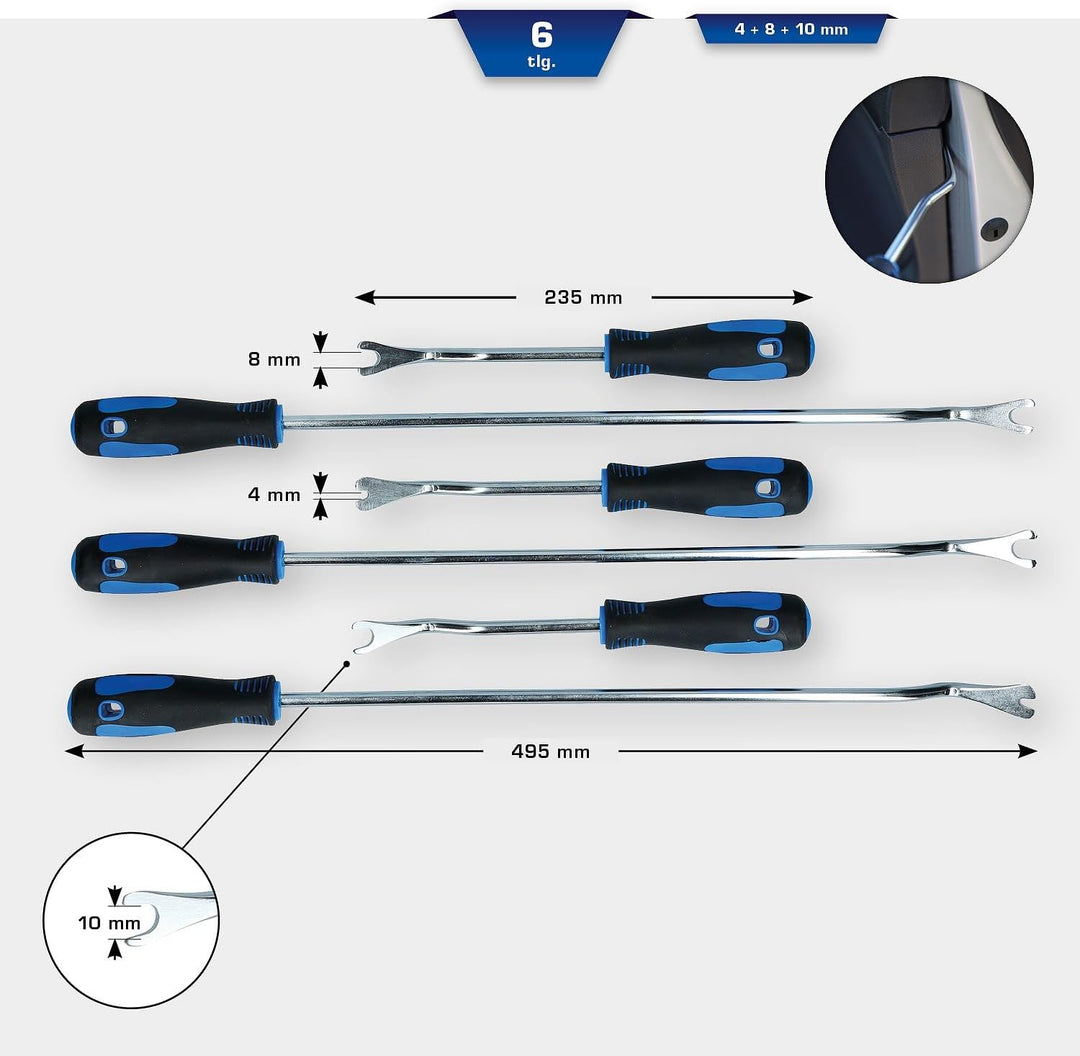 BRILLIANT TOOLS BT511045 Lösewerkzeug-Satz für Verkleidungsclips, 6-tlg [Powered by KS TOOLS]