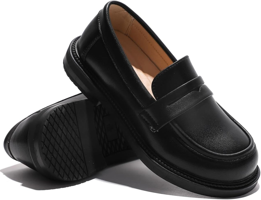 PPXID Mädchen Mokassins Slipper Prinzessin Ballerina Schule Halbschuhe 26 EU Schwarz, 26 EU Schwarz