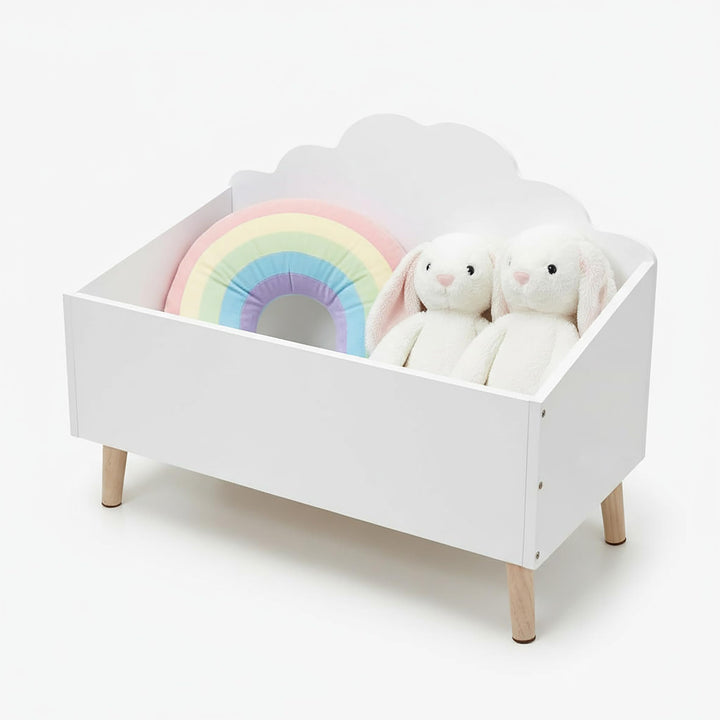 Spetebo Kinder Aufbewahrungstruhe Wolke 58 x 45 cm - weiss - Holz Ordnungskiste im kindgerechten Des