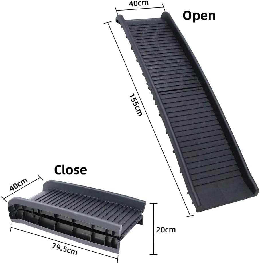 Melko Hunderampe 157,5 x 39,5 x 8,5 cm Kunststoff Hundetreppe mit Anti-Rutsch-Belag, klappbar