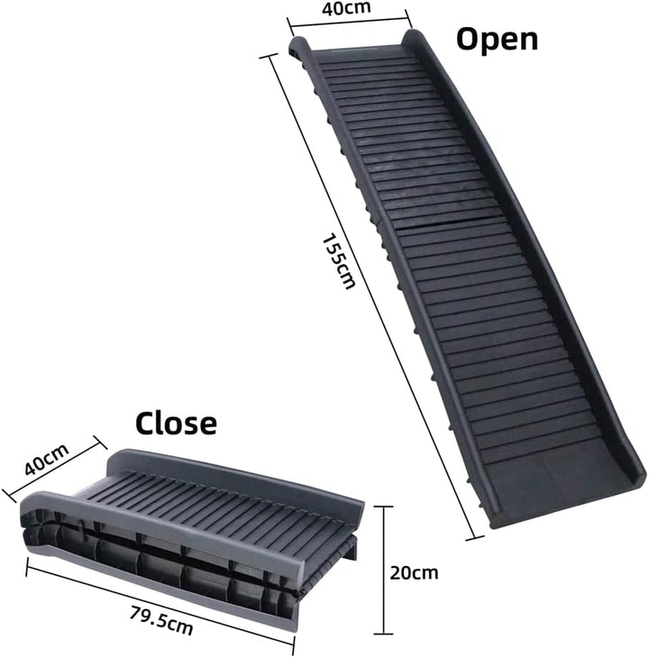 Melko Hunderampe 157,5 x 39,5 x 8,5 cm Kunststoff Hundetreppe mit Anti-Rutsch-Belag, klappbar