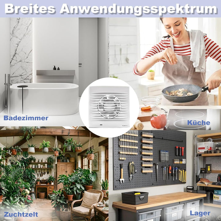 Badlüfter 150mm, 320 m³/h starker Badezimmer Ventilator, 35 dB leiser Abluftventilator für Wand Fens
