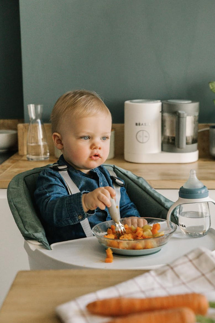 BÉABA - Babycook Neo - 4 in 1 Babynahrungszubereiter - Schonender Dampfgarer - Glaskrug und Garkorb