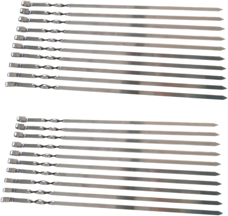 20 hochwertige Grill-Spiesse aus Edelstahl 50cm -1cm Breit - solide 2mm Stärke / Dicke 20x 50cm, 20x