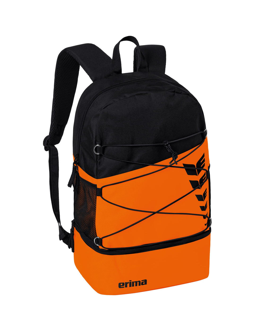 Erima Unisex Six Wings Rucksack mit Bodenfach (1er Pack) 1 Orange/Schwarz, 1 Orange/Schwarz