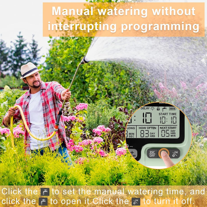 Automatischer Bewässerungstimer, Gartenbewässerungstimer mit LCD Display, Wasserhahn Timer anschlies