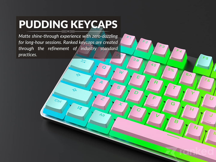 Ranked Pudding v2 PBT-Tastenkappen | 145 Double Shot Transluzent ANSI US- und ISO-Layout | OEM-Profi