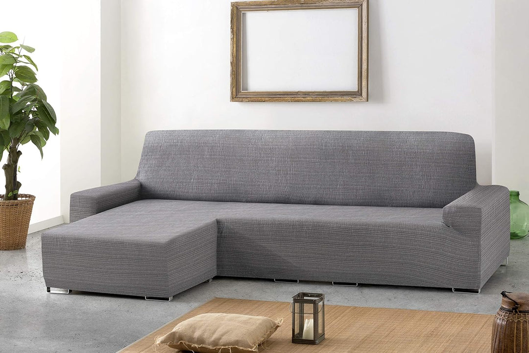 Eysa Aquiles elastisch Sofa überwurf Chaise Longue kurzer arm Links, frontalsicht, Farbe 00-Ecru, Po