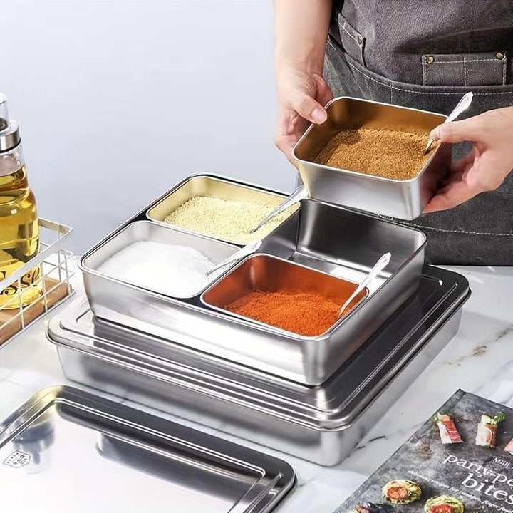 MVSR 6 Stück Frischhaltedosen Mit Deckel, Meal Prep Boxen, Edelstahl, Backofen Gefrierschrank Geschi