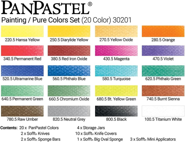 PanPastel 20 Farben Set - Pure Farben/Malset Single, Single