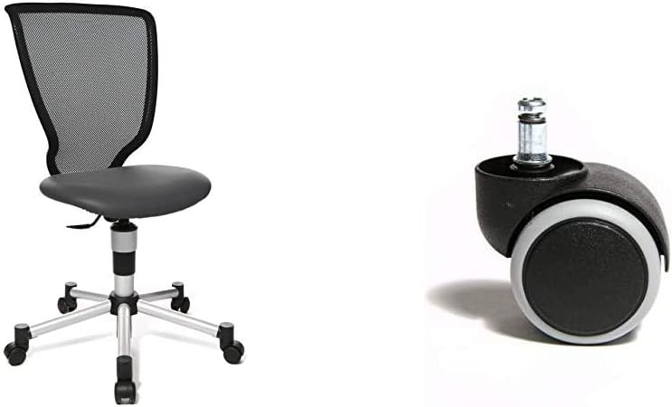 Topstar 71487S12 Titan Junior, Schreibtischstuhl, Netzrückenlehne, Bezugsstoff Anthrazit & 6991 Roll