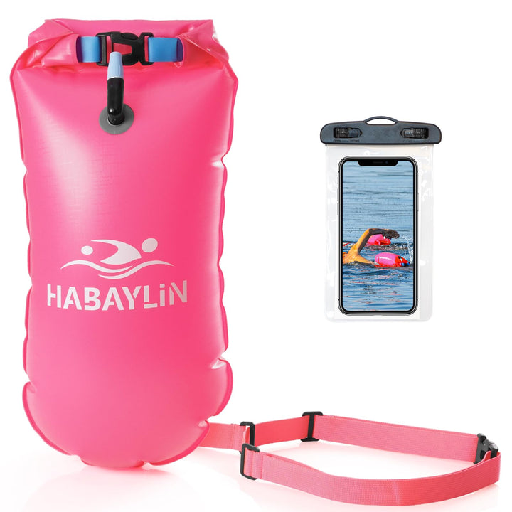 Schwimmboje - 20L Rosa, Boje Schwimmen Schwimmbojen für Erwachsene und Kinder, Trockensack Gute Sich