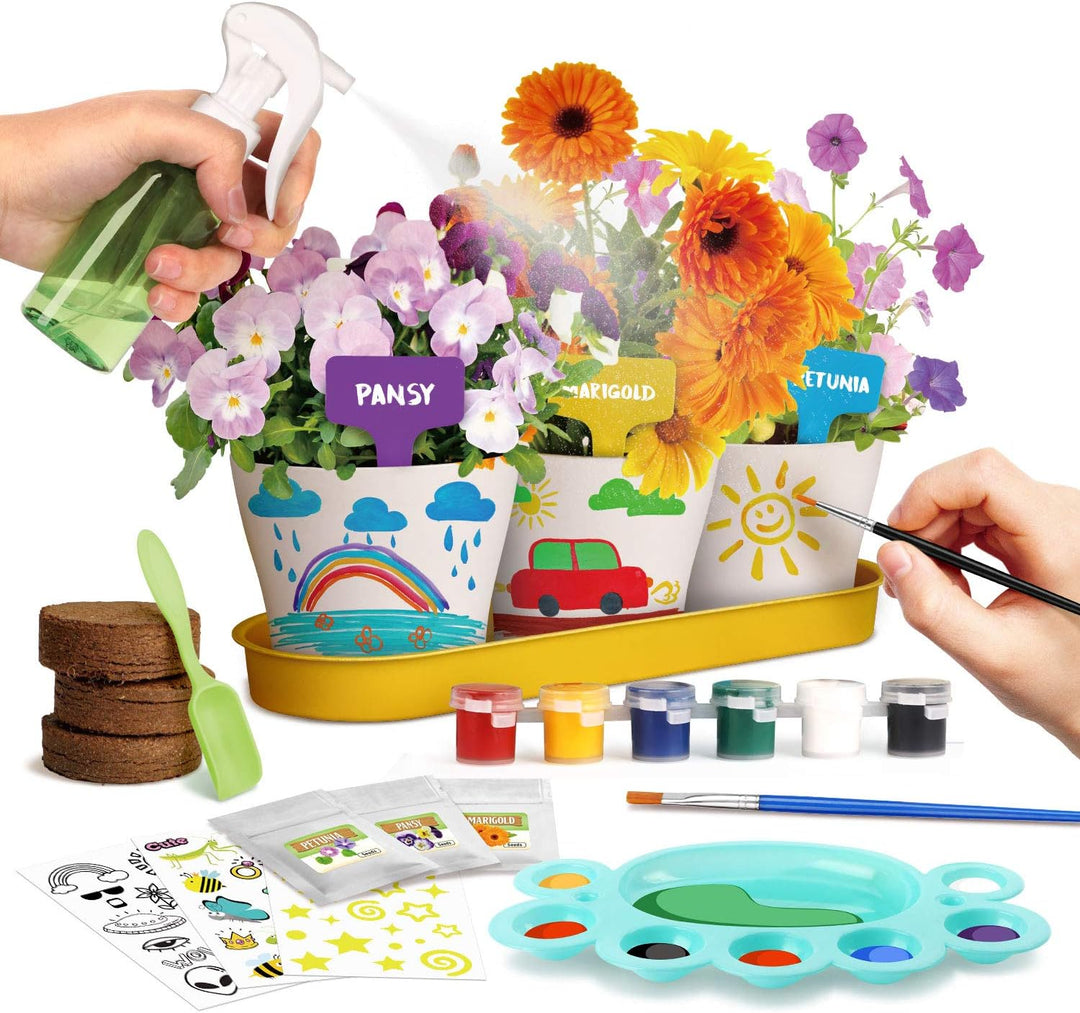 Malen Pflanzen Kinder, Blumen Bonsai Pflanzen Züchten, Gartenset für Mädchen und Jungen, Set Experim