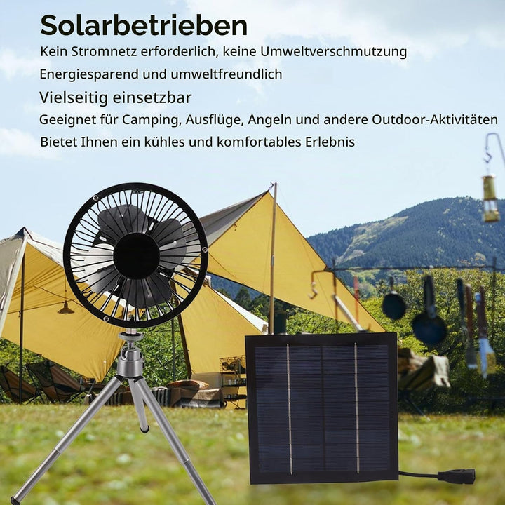 Zunate Solarbetriebener Ventilator, 20 W Campingventilator mit Solarpanel, 13 cm Solarpanel betriebe