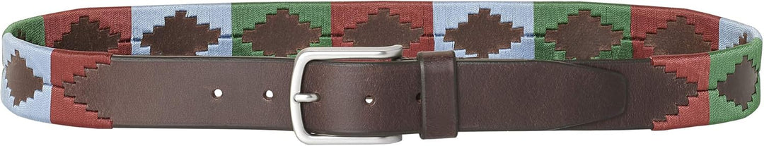 PELPE Argentinischer Ledergürtel mit passender Schnur und Lederarmband. Auf Leder gestickter Gürtel