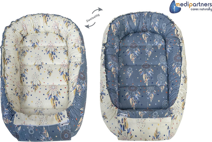 Medi Partners Babynest Kuschelnest Babynestchen 100% Baumwolle Nestchen Reisebett für Babys Säugling