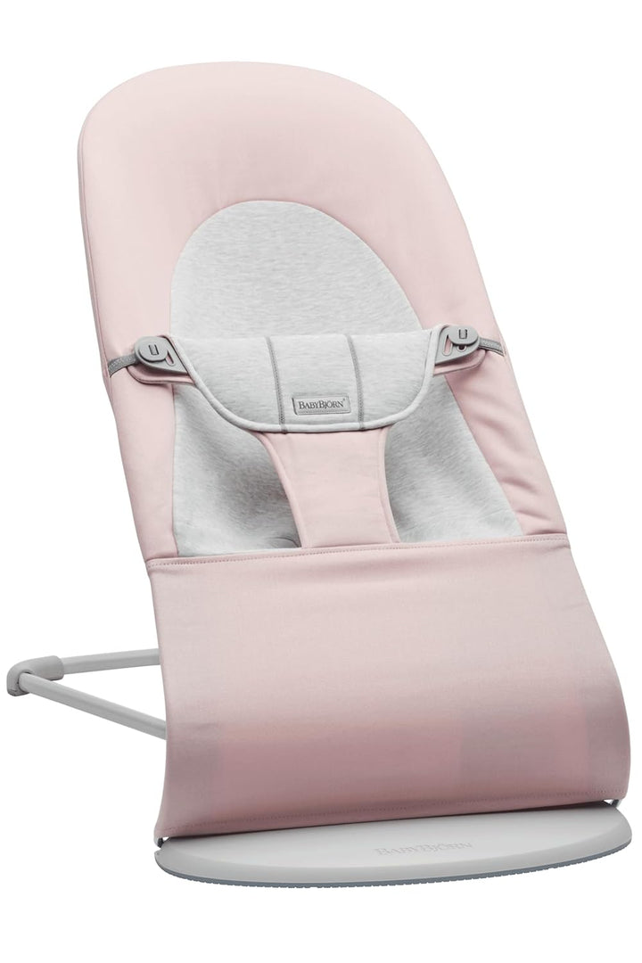 BabyBjörn Babywippe Balance Soft, Gewebt/Jersey, Hellrosa/Grau Hellrosa/Grau, Hellgrauer Rahmen Gewe