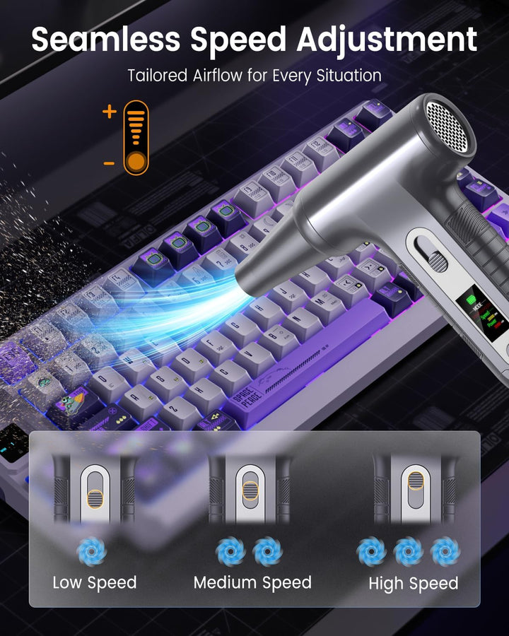 Elektrische Staubgebläse 200000 RPM mit HD‑Display - Air Duster Mini‑Gebläse für PC‑Reinigung mit LE