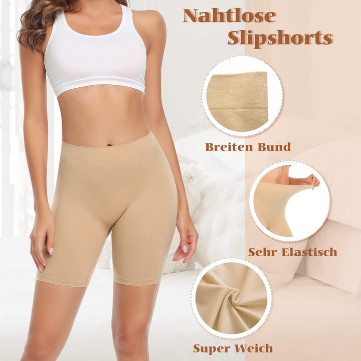 Damen Unterhose Unter Rock Kurze Hose für Kleid Unterrock Hohe Taille Slipshort Radlerhose Boyshort