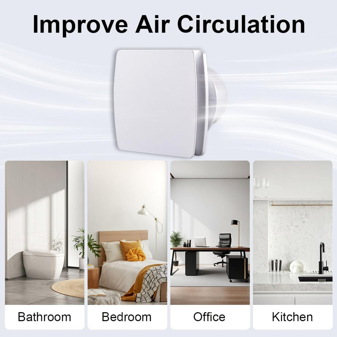 Abluftventilator 100mm Badlüfter Lüfter 100mm Rohrventilator - 12W Extra Leiser Luftentfeuchter für