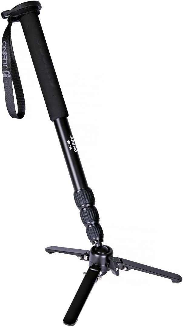 Jusino Aluminium-Monopod mit abnehmbarem Fuss/Tischstativ (6kg Belastbarkeit, Schnelldrehverschlüsse