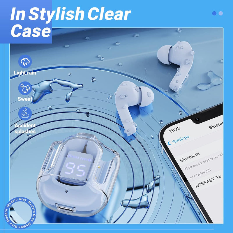 ACEFAST T6 Bluetooth Kopfhörer In Ear, Kopfhoerer Kabellos mit Dual-Mikrofon und KI-Anruf, Komposit-