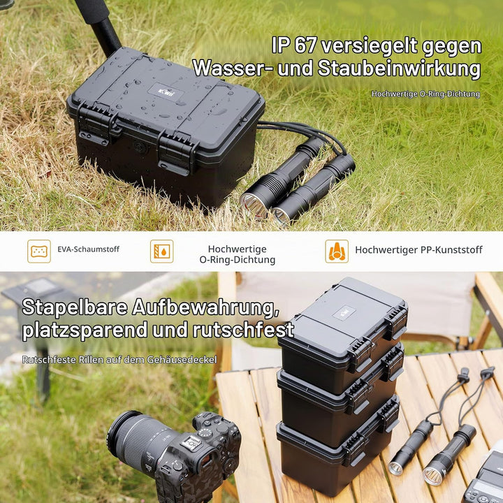 KIWIFOTOS Batterie-Organisator Hartbox für 18650 Batterien, stossfest und wasserdicht Batterie-Lager