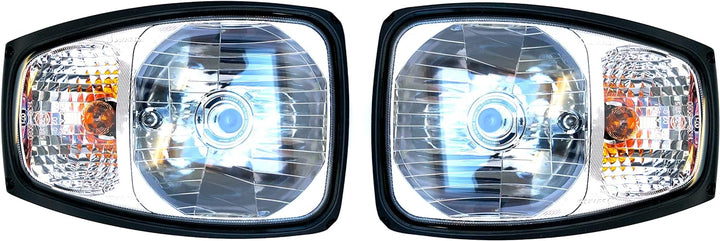 MelTruck® 2x H4 Hauptscheinwerfer mit Blinker und AMP SuperSeal Stecker und 12V Glühbirnen für Trakt