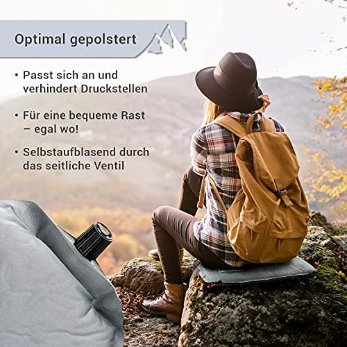 Ultraleichtes Sitzkissen Selbstaufblasend - Camping Sitzmatte Outdoor Thermokissen aufblasbar Grau 4