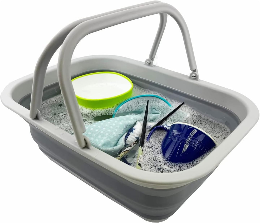 SAMMART 9,2 l zusammenklappbare Wanne mit Griff – tragbarer Outdoor-Picknickkorb/Krater – Faltbare E