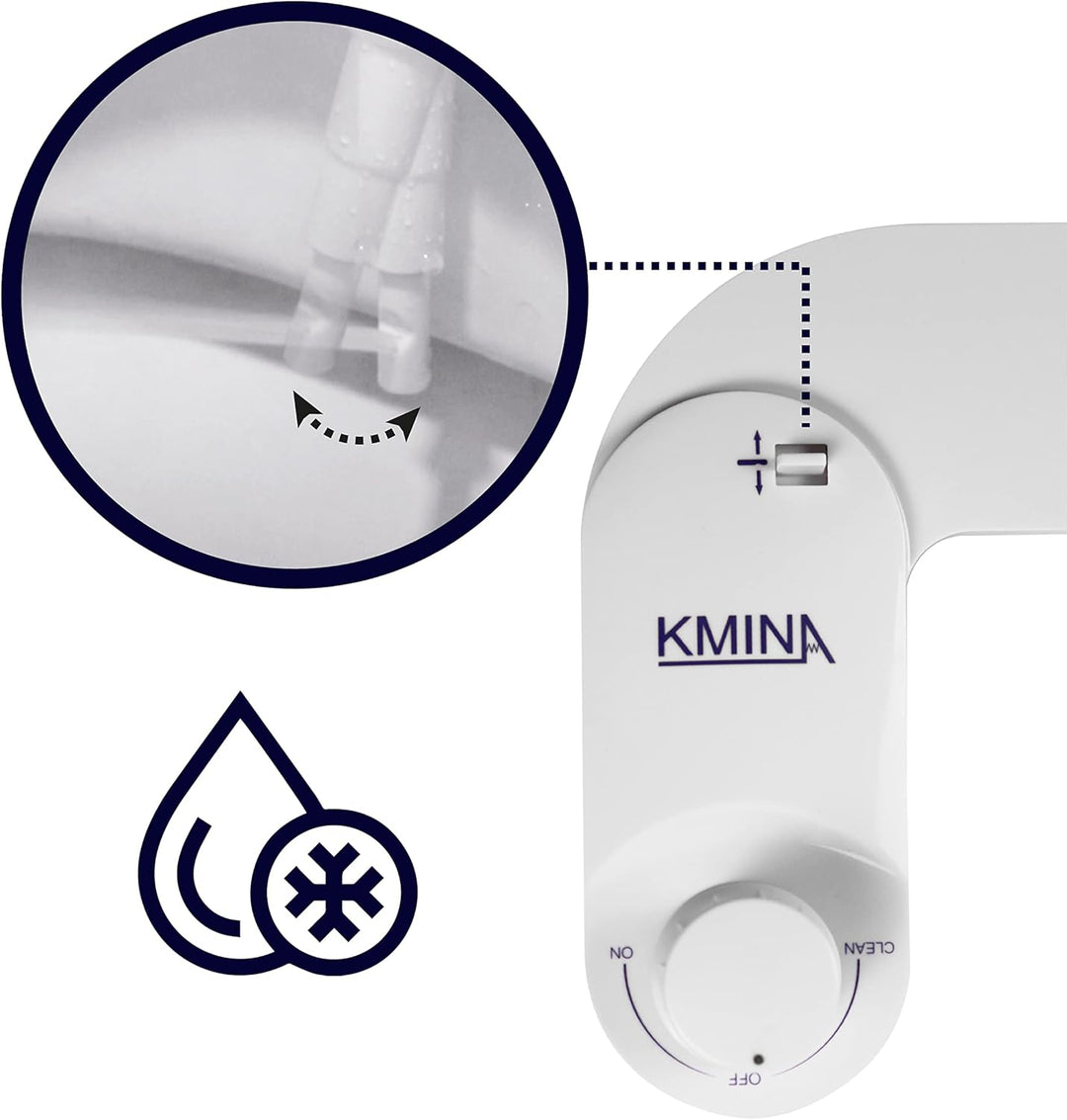 KMINA - Bidet Aufsatz für Toilette Kaltwasser 80 cm, Toilettensitz, WC Dusche, Nicht Elektrisch, Wei