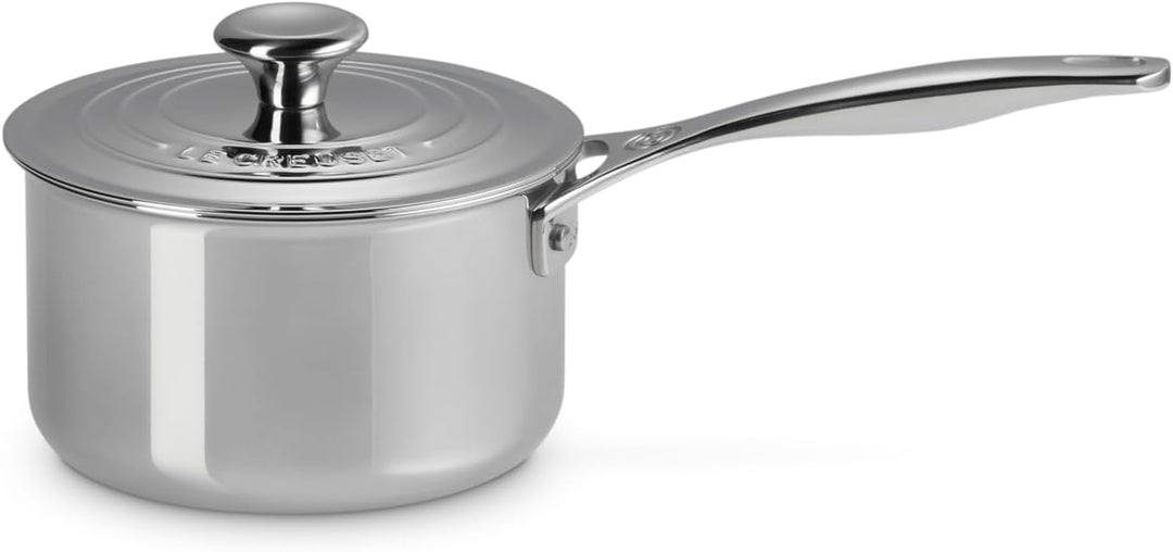 Le Creuset Signature Sossentopf mit Deckel und Hilfsgriff, Rostfreier 3-ply Edelstahl, Ø 16 cm, 1.9