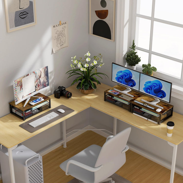 Computer-Monitorständer, Schreibtisch-Organizer mit Schublade, Schreibtischzubehör & Desktop-Aufbewa