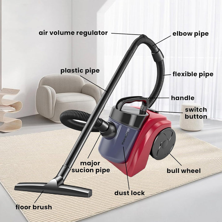 Compact Staubsauger, Leicht, Beutellos, 1000 W Saugleistung, Düse für Hartböden und Teppich, HEPA-Fi
