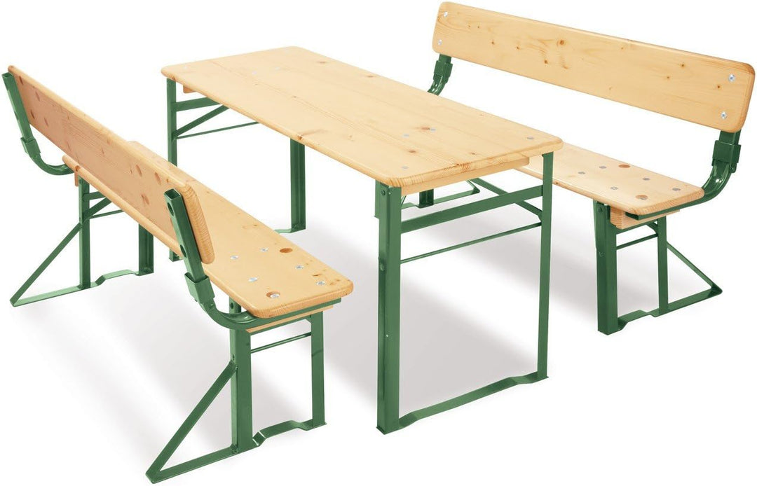 PINOLINO Kinderfestzeltgarnitur Sepp mit Lehne, aus Holz und Metall, 3-teilig, einfach zusammenklapp